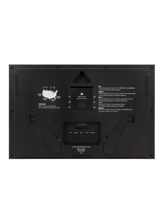 La Crosse Technology La Crosse Technology 513-1211 Atomic Wall Clock with Jumbo LCD Display with Indoor Temperature , Silver  - Image 4