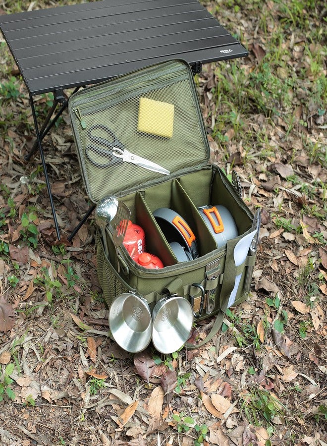 Lemubeane Tactical Camping Storage Bag 18L Tactical Utility Tote Bag Camping Cookware Organizer Trunk Organizer (Army Green) - Image 5