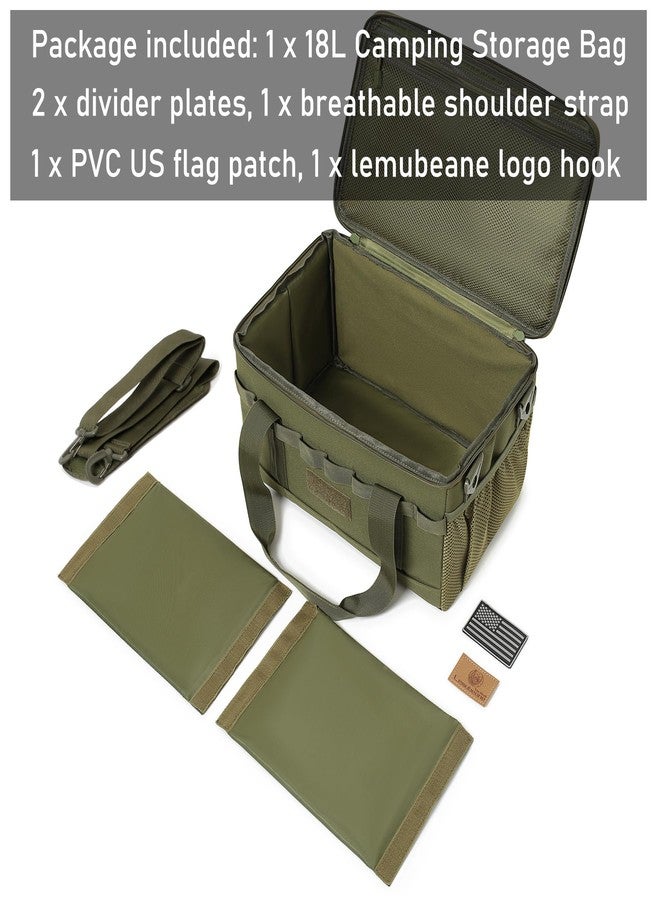 Lemubeane Tactical Camping Storage Bag 18L Tactical Utility Tote Bag Camping Cookware Organizer Trunk Organizer (Army Green) - Image 4