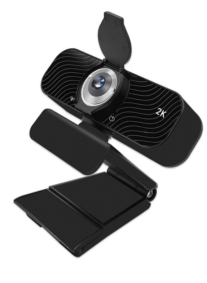 سوبر زي يوث كاميرا ويب لأجهزة الكمبيوتر المحمول، كاميرا ويب 2K USB مع ميكروفون للكمبيوتر الشخصي/سطح المكتب/مكالمات الفيديو/المؤتمرات بدقة عالية كاملة 1080 بكسل مع ميكروفون رقمي لتقليل الضوضاء - أسود - Image 1