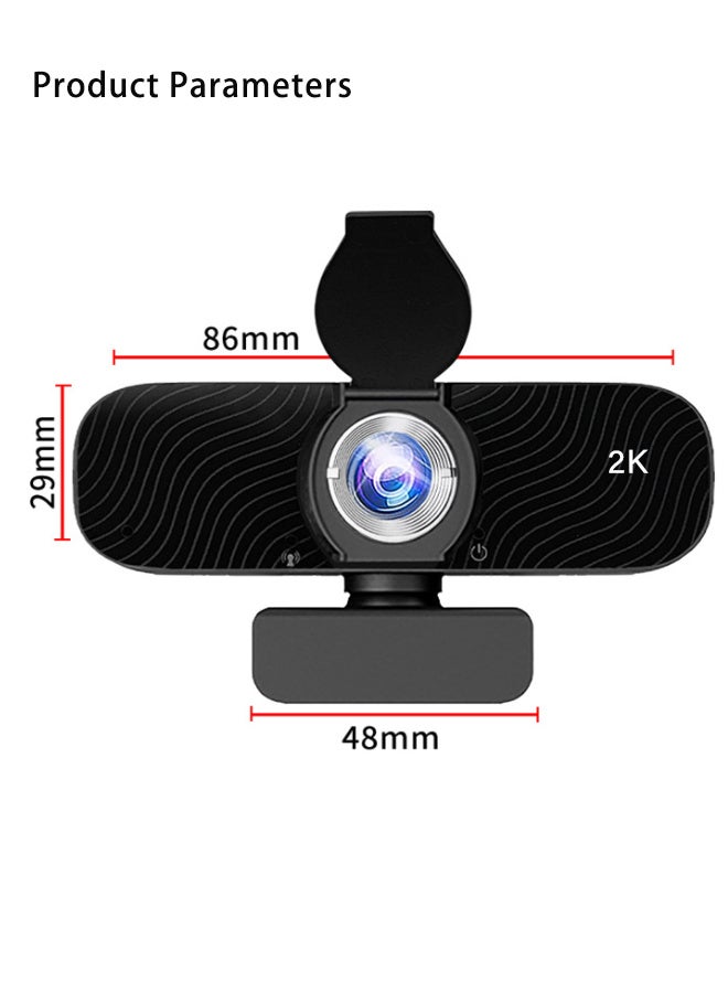 سوبر زي يوث كاميرا ويب لأجهزة الكمبيوتر المحمول، كاميرا ويب 2K USB مع ميكروفون للكمبيوتر الشخصي/سطح المكتب/مكالمات الفيديو/المؤتمرات بدقة عالية كاملة 1080 بكسل مع ميكروفون رقمي لتقليل الضوضاء - أسود - Image 4
