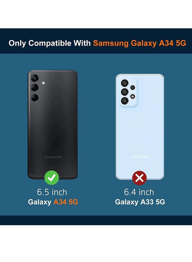 Samsung A34 5G Case with Magnetic Car Mount Kickstand Holder Premium Silicone Vertical and Horizontal Hand Strap Grip Cover for Samsung Galaxy A34 5G