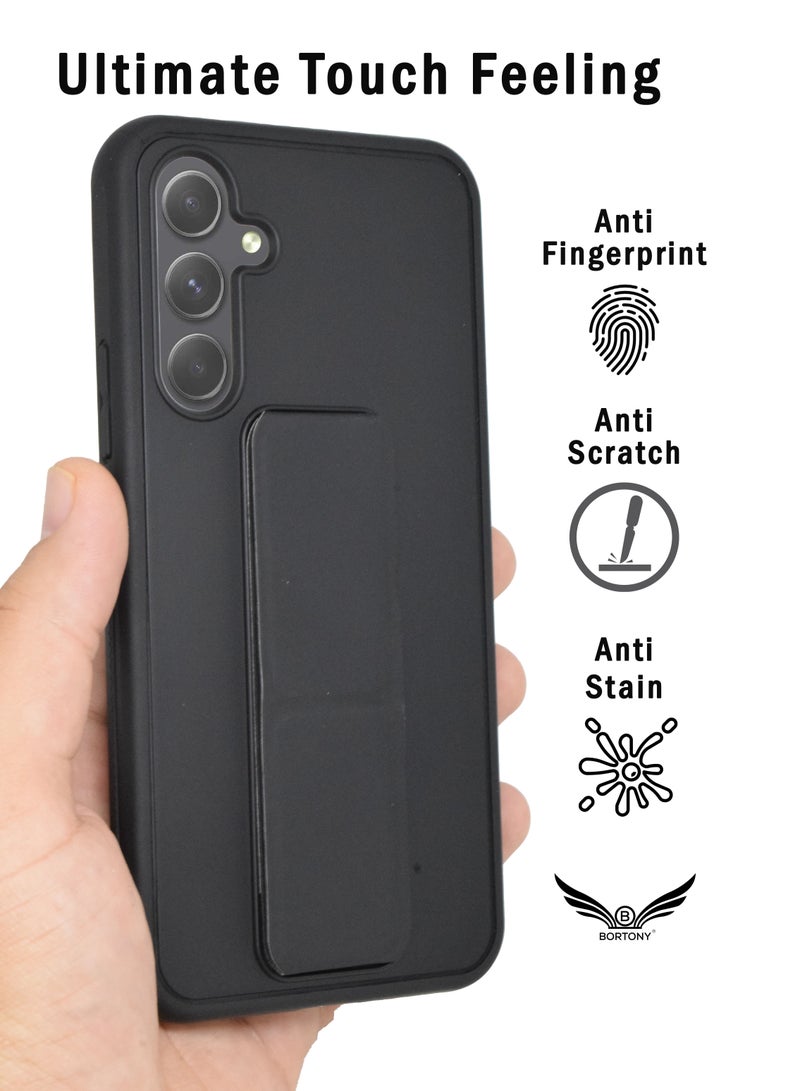 Samsung A34 5G Case with Magnetic Car Mount Kickstand Holder Premium Silicone Vertical and Horizontal Hand Strap Grip Cover for Samsung Galaxy A34 5G