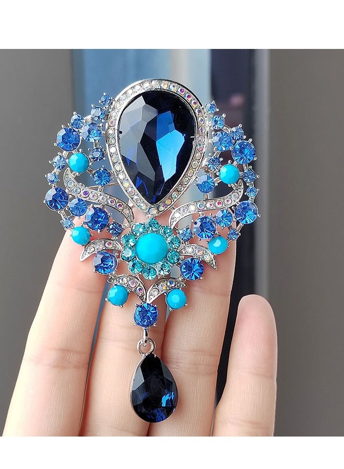 AROAQ Brooch Pin, Large Crystal Water-drop Brooches For Women, Pendant Style Wedding Pins for Parties Wedding Events Birthdays - Image 1