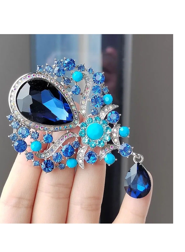 AROAQ Brooch Pin, Large Crystal Water-drop Brooches For Women, Pendant Style Wedding Pins for Parties Wedding Events Birthdays - Image 2