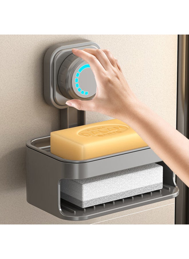 Jiashigao Soap Dish With Suction Cups, Strong Wall-mounted Soap Holder With Drainage, Bathroom Storage Rack, Double-layer