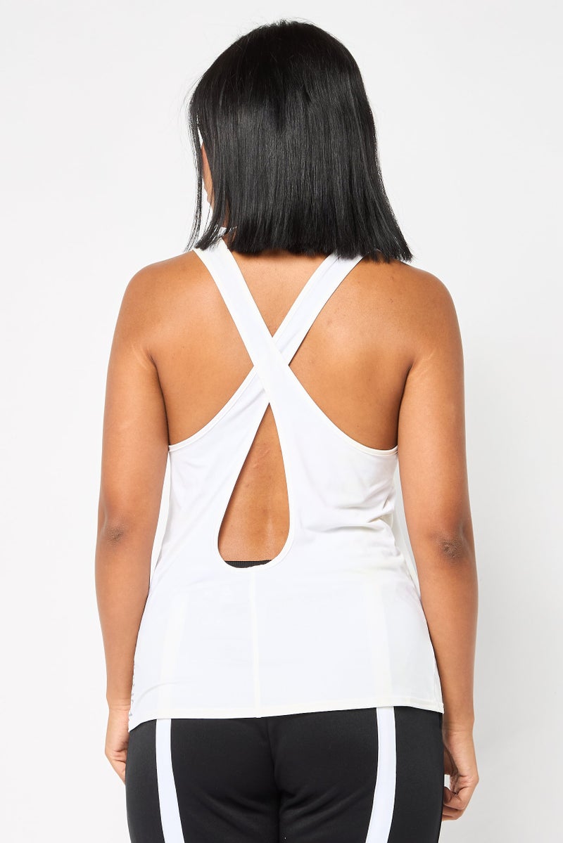 Reebok Women Sportswear Fit Sleeveless Training Tank Top, Cream  - Image 4