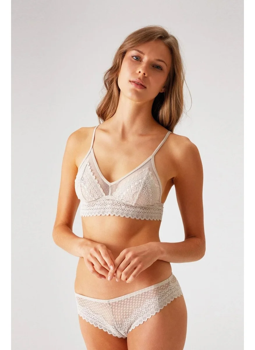 pierre cardin 4834 Women's Bralette Bra Panties Set-Stone