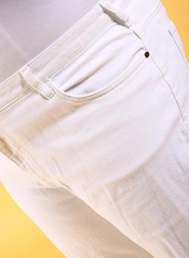 Take Two White Plus Size Men Solid Slim Fit Jeans By HardSoda for Men | Best Price UAE