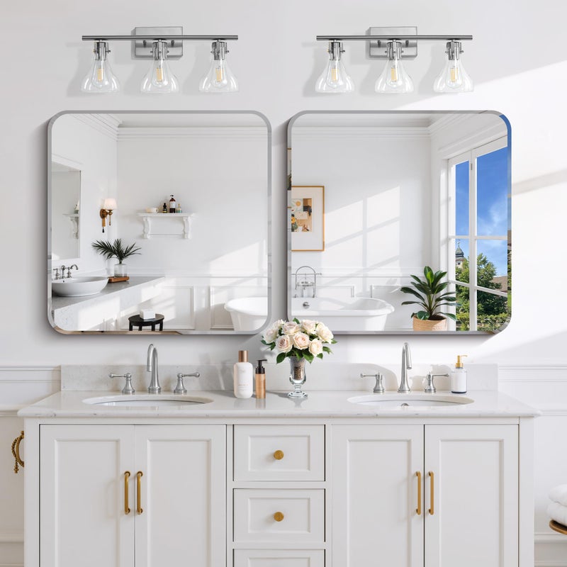 CILIBER Beveled Mirror, 30x30 Square Bathroom Mirror Rounded Corner, 3mm Tempered Glass, 18 inch Frameless Vanity Mirror with Beveled Edge for Bathroom, Bedroom, Living Room and Entryway - Image 3