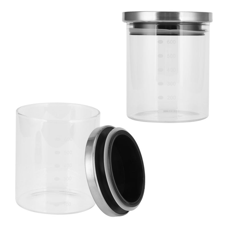 Food Storage Container: Food Grade BPA-Free, Transparent Base With Graduation Line, Airtight Silicone Ring - Stainless Steel Lid, Multifunctional Storage Jar for Home Kitchen Food Preservation - Image 1