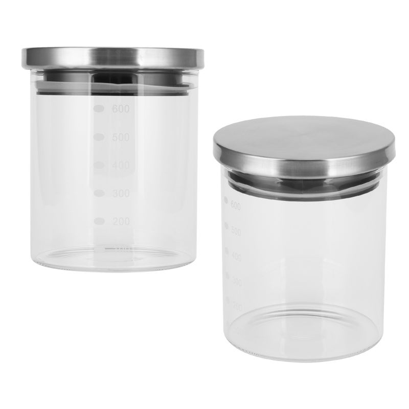 Food Storage Container: Food Grade BPA-Free, Transparent Base With Graduation Line, Airtight Silicone Ring - Stainless Steel Lid, Multifunctional Storage Jar for Home Kitchen Food Preservation - Image 4
