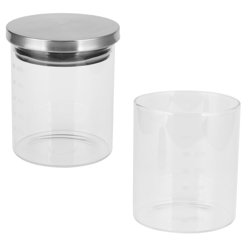 Food Storage Container: Food Grade BPA-Free, Transparent Base With Graduation Line, Airtight Silicone Ring - Stainless Steel Lid, Multifunctional Storage Jar for Home Kitchen Food Preservation - Image 2