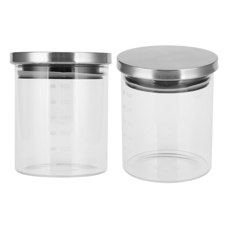 Food Storage Container: Food Grade BPA-Free, Transparent Base With Graduation Line, Airtight Silicone Ring - Stainless Steel Lid, Multifunctional Storage Jar for Home Kitchen Food Preservation - Image 3