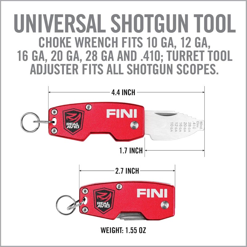 Real Avid FINI Shotgun Tool Choke Wrench with Shotgun Scope Adjuster and Shotgun Keychain, Hunting Gear and Shotgun Accessories for Trap Shooting and Skeet Shooting - Image 3