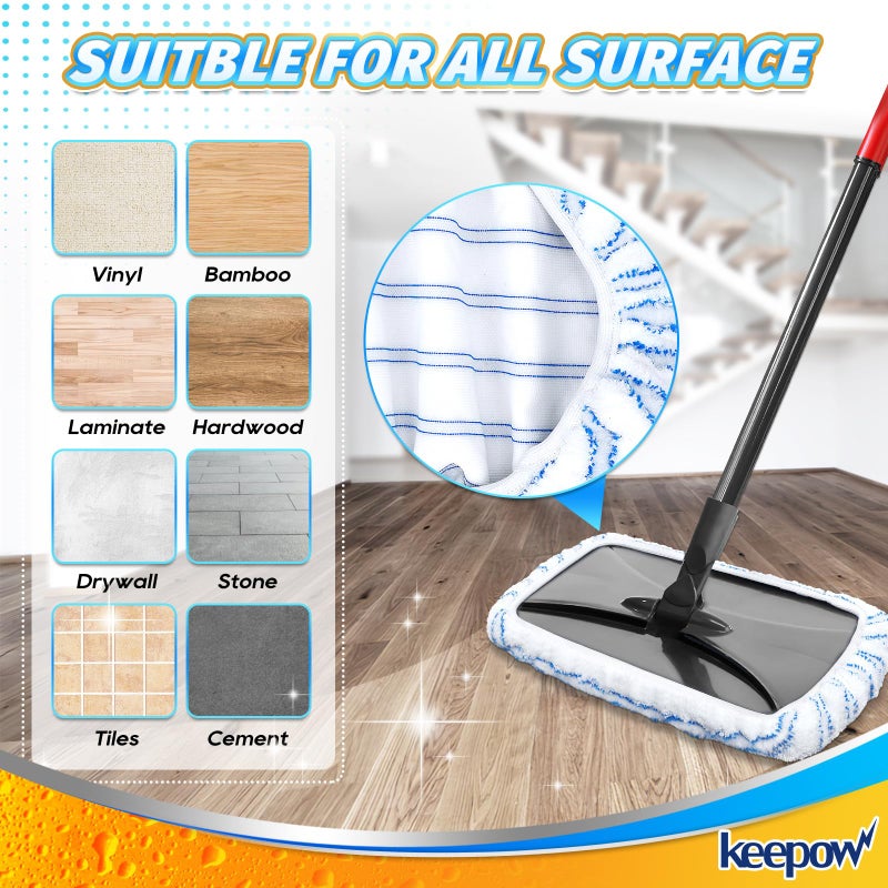 KEEPOW Cotton Pad Terry Cloth Mop Refills 15x8 inches Reusable Mop Pads Compatible with O Cedar Hardwood Floor'N More Microfiber Mop  Mop Refill Heads Replacements  6 Pack - Image 5