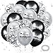 Woosytoo Happy Anniversary Balloons 18Pcs Black Silver Party Decorations for Women Men 12Inch Metallic Confetti Balloons for Indoor Outdoor Party Supplies - Image 2