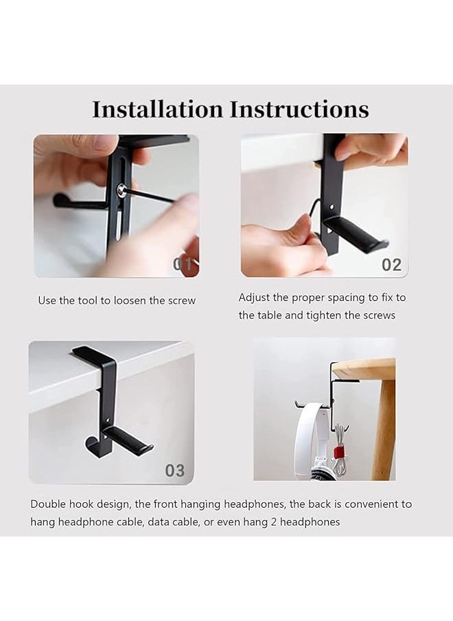 X spring Metal Headphone Hanger Adjustable Under Desk Headphone Stand With Silicone Non Slip Pad Under Desk Space Save Mount Universal Metal Headphone Stand Hook For All Headphones  - Image 3