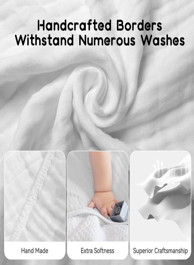 Arnzion Baby Hooded Towels for Babies and Toddlers, Muslin Baby Bath Towel Soft and Absorbency for Boys and Girls (White 2 Pack) - Image 4