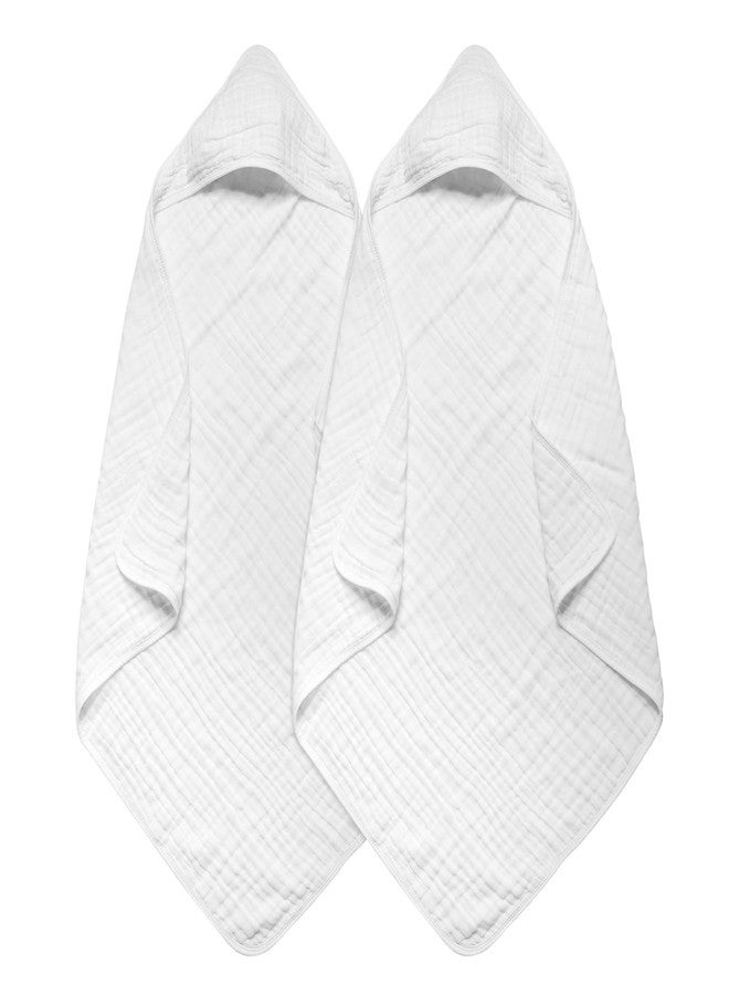 Arnzion Baby Hooded Towels for Babies and Toddlers, Muslin Baby Bath Towel Soft and Absorbency for Boys and Girls (White 2 Pack) - Image 1