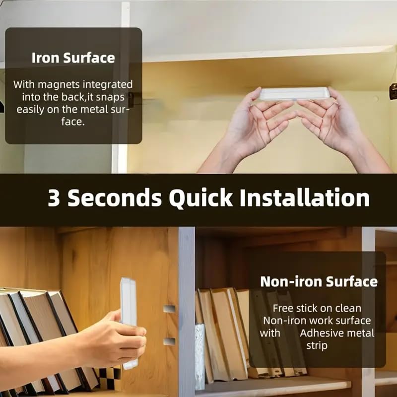 Niwlix Motion Sensor LED Night Light Home (Pack of 2) Indoor Auto On/Off Rechargeable Wireless Magnetic LED Cabinet Lamp for Closet, Bedroom, Home, Stairs, Kitchen, Bathroom, Wardrobe Lighting - Image 3