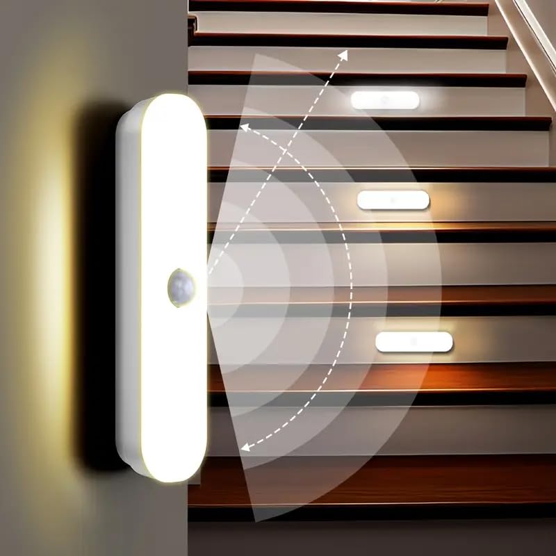 Niwlix Motion Sensor LED Night Light Home (Pack of 2) Indoor Auto On/Off Rechargeable Wireless Magnetic LED Cabinet Lamp for Closet, Bedroom, Home, Stairs, Kitchen, Bathroom, Wardrobe Lighting - Image 1