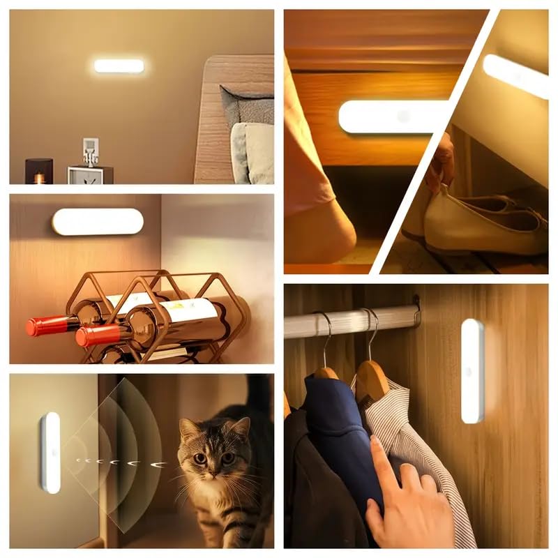 Niwlix Motion Sensor LED Night Light Home (Pack of 2) Indoor Auto On/Off Rechargeable Wireless Magnetic LED Cabinet Lamp for Closet, Bedroom, Home, Stairs, Kitchen, Bathroom, Wardrobe Lighting - Image 5