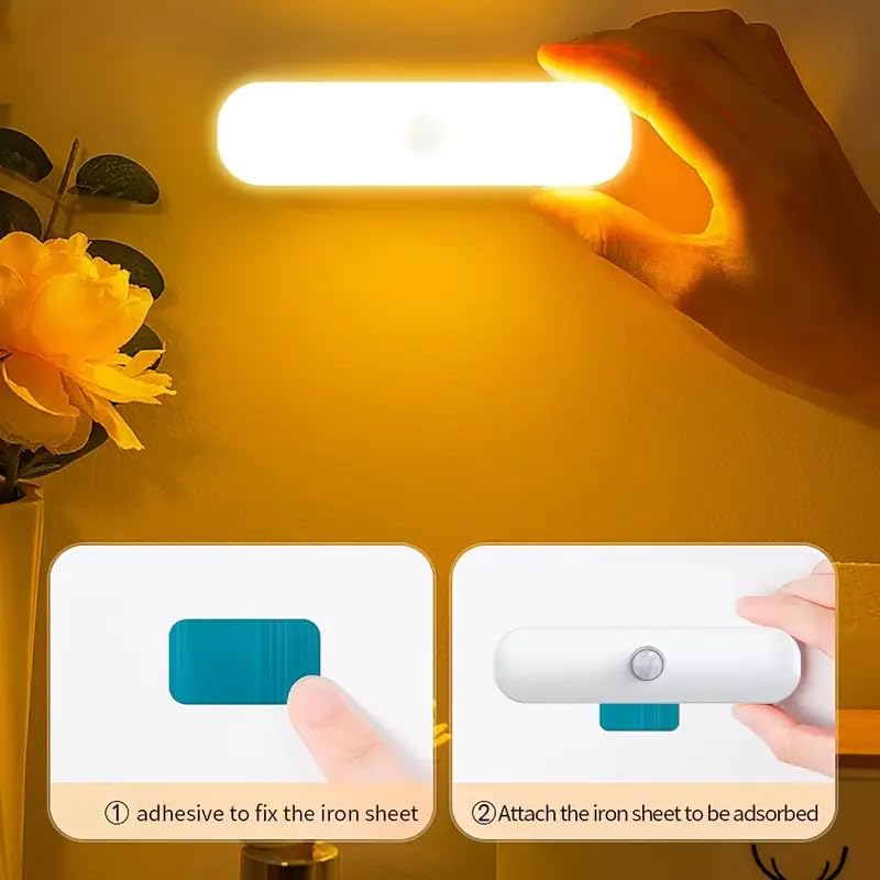 Niwlix Motion Sensor LED Night Light Home (Pack of 2) Indoor Auto On/Off Rechargeable Wireless Magnetic LED Cabinet Lamp for Closet, Bedroom, Home, Stairs, Kitchen, Bathroom, Wardrobe Lighting - Image 2