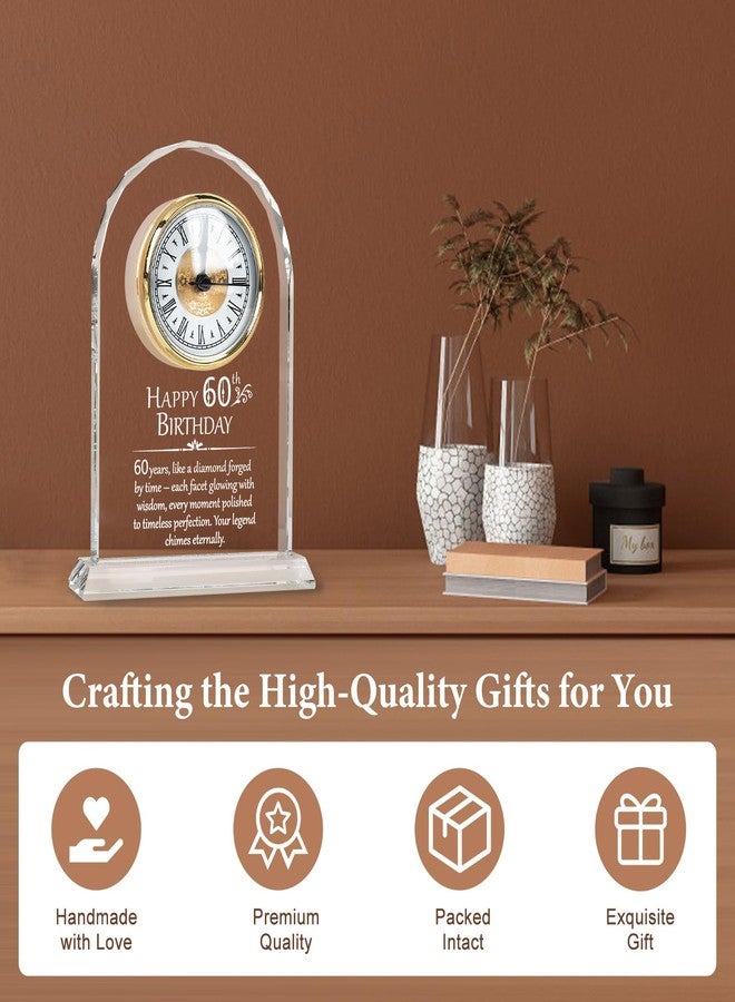 Goldmeet 60th Birthday for Men Women, Anniversary Crystal Desk Quartz Clock, 60 Year Old Birthday Present with Decoration Gift Card for Couple, Parents, Grandparents, Elegant Home Decor - Image 2