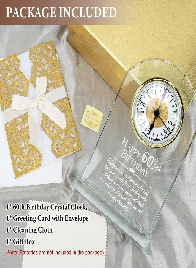 Goldmeet 60th Birthday for Men Women, Anniversary Crystal Desk Quartz Clock, 60 Year Old Birthday Present with Decoration Gift Card for Couple, Parents, Grandparents, Elegant Home Decor - Image 5