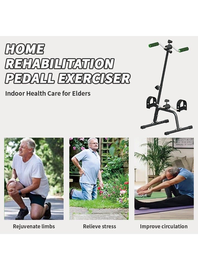 2 in 1 Pedal Exercise Bike for Seniors, Leg Exerciser with Resistance, Adjustable Fitness Equipment Indoor Cycling Bike for Elderly Rehabilitation and Daily Workout