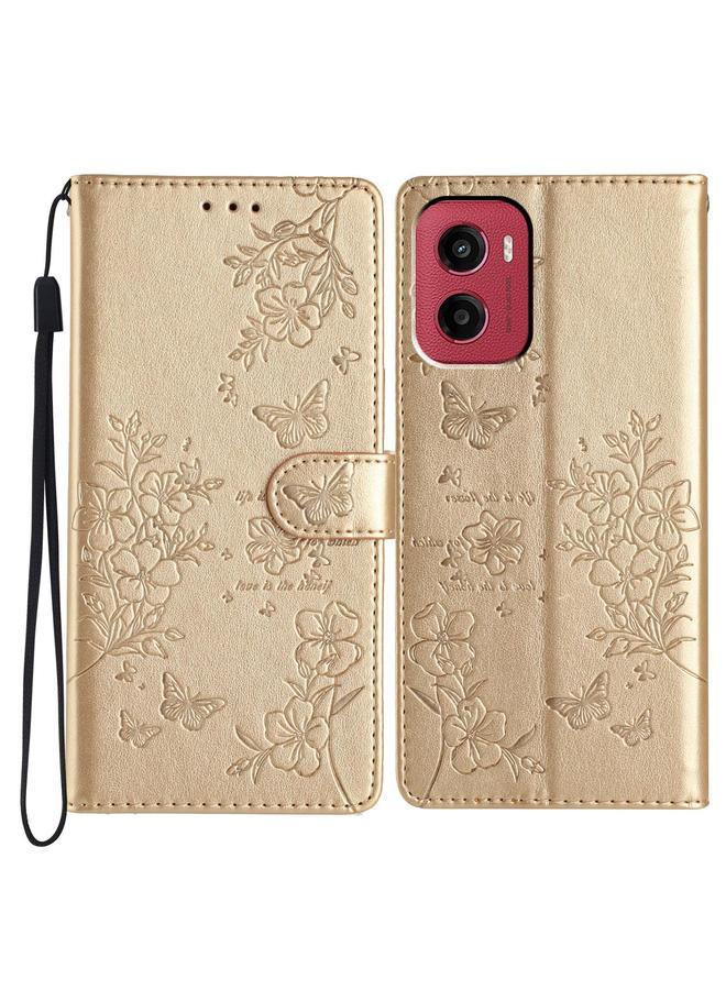 S-TOP Case For Motorola Moto G05 Butterflies and Flowers Leather Phone Case - Image 1