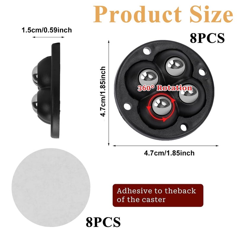 HASTHIP HASTHIP 8Pcs Wheels for Furniture Moving SelfAdhesive Swivel Caster Wheels 360 Swivel Wheels for Kitchen Appliances 30Kg Load Capacity Swivel Wheels for Moving Coffee Maker Cooker Air Fryer  - Image 2