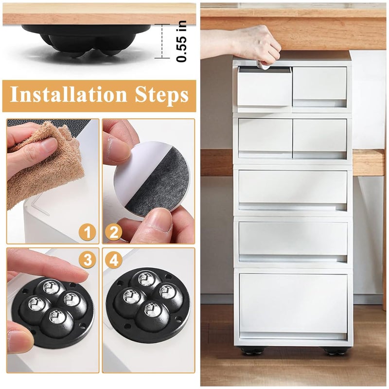 HASTHIP HASTHIP 8Pcs Wheels for Furniture Moving SelfAdhesive Swivel Caster Wheels 360 Swivel Wheels for Kitchen Appliances 30Kg Load Capacity Swivel Wheels for Moving Coffee Maker Cooker Air Fryer  - Image 4