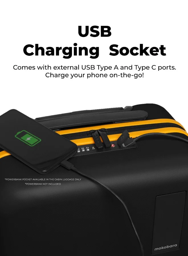 موكوبارا للتجارة ذ.م.م مجموعة حقائب سفر صلبة من البولي كربونات مكونة من  قطع بعجلات دوارة ومقبس شحن  للمقصورة فقط للرجال والنساء - كريبتو صن راي إصدار محدود