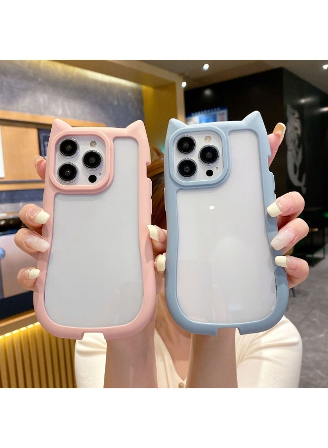 NIBEMINENT Cat Ears Protective TPU Case Cover For iPhone 14 Pro, Blue - Image 2