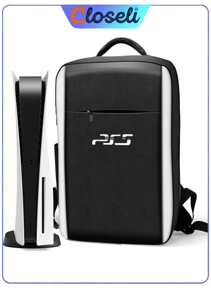 Closeli PS5 Backpack Carry Case, Large Capacity Travel Bag for PS5/PS4/Xbox Console, Controllers, Game Discs & Accessories, Waterproof Gaming Backpack with Shoulder Straps (Black) - Image 1