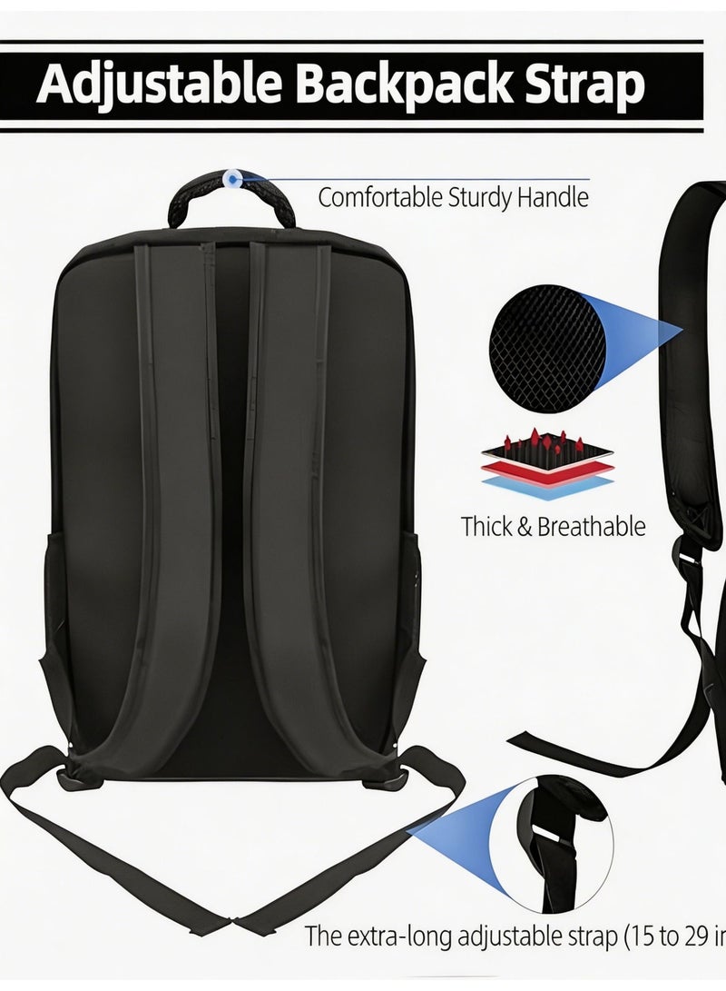 Closeli PS5 Backpack Carry Case, Large Capacity Travel Bag for PS5/PS4/Xbox Console, Controllers, Game Discs & Accessories, Waterproof Gaming Backpack with Shoulder Straps (Black) - Image 5