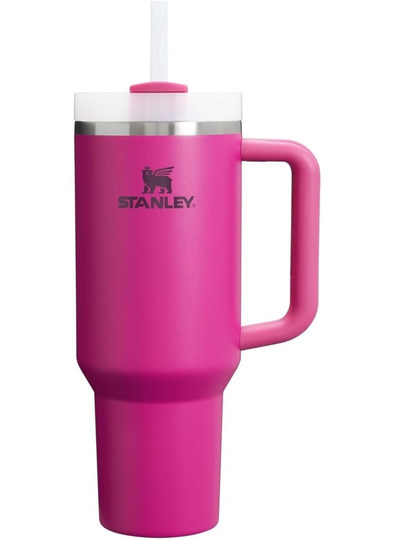 Stanley H2.0 Tumbler with Handle & Straw 40 oz | Twist-On 3-Way Lid | Cupholder Compatible for Travel | Insulated Stainless Steel Cup | BPA-Free | Fuchsia - Image 1