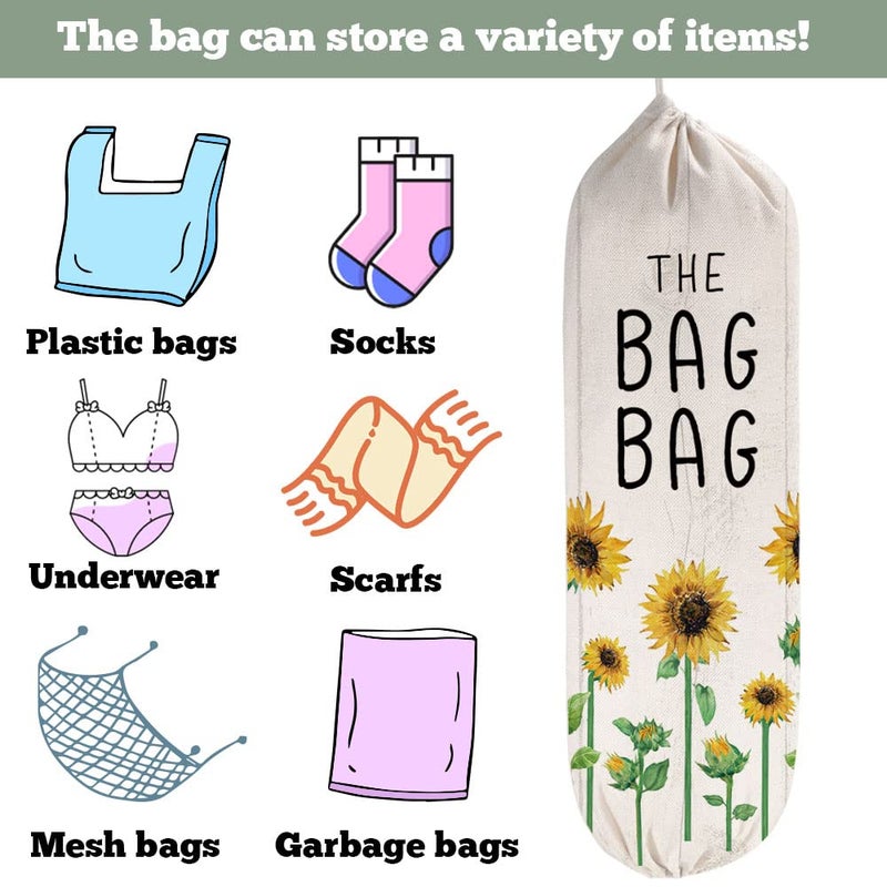 Wellbanee 2Pcs Sunflower Plastic Bag Holder For Kitchen  The Bag Bag  Plastic Bag Organizer- Pb001 - Image 5