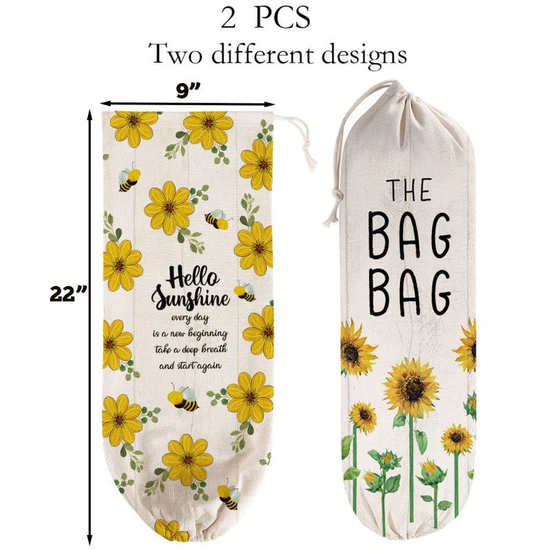 Wellbanee 2Pcs Sunflower Plastic Bag Holder For Kitchen  The Bag Bag  Plastic Bag Organizer- Pb001 - Image 2