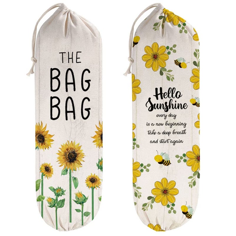 Wellbanee 2Pcs Sunflower Plastic Bag Holder For Kitchen  The Bag Bag  Plastic Bag Organizer- Pb001 - Image 1