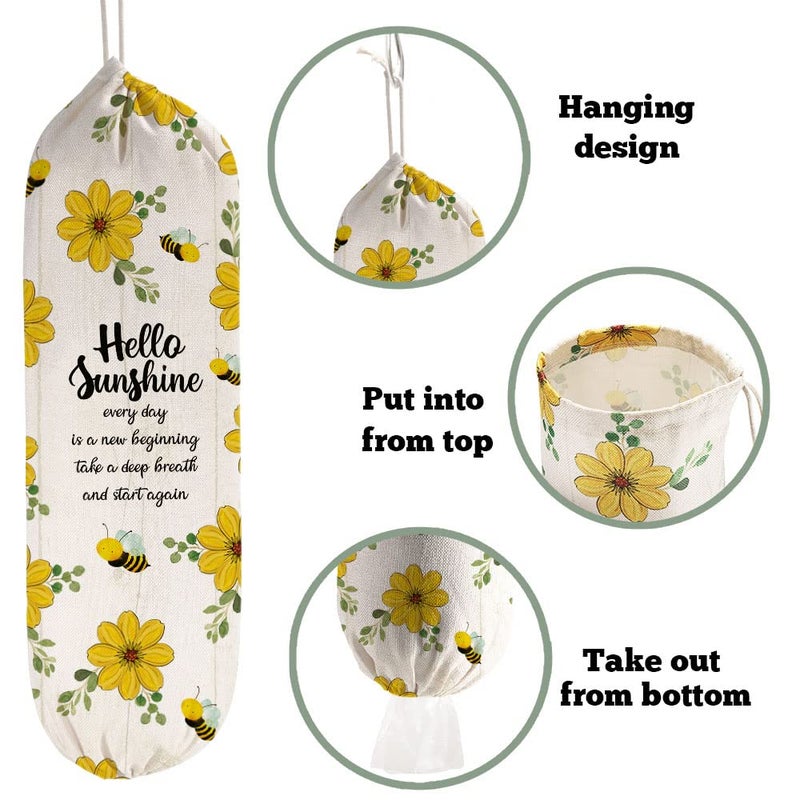 Wellbanee 2Pcs Sunflower Plastic Bag Holder For Kitchen  The Bag Bag  Plastic Bag Organizer- Pb001 - Image 4