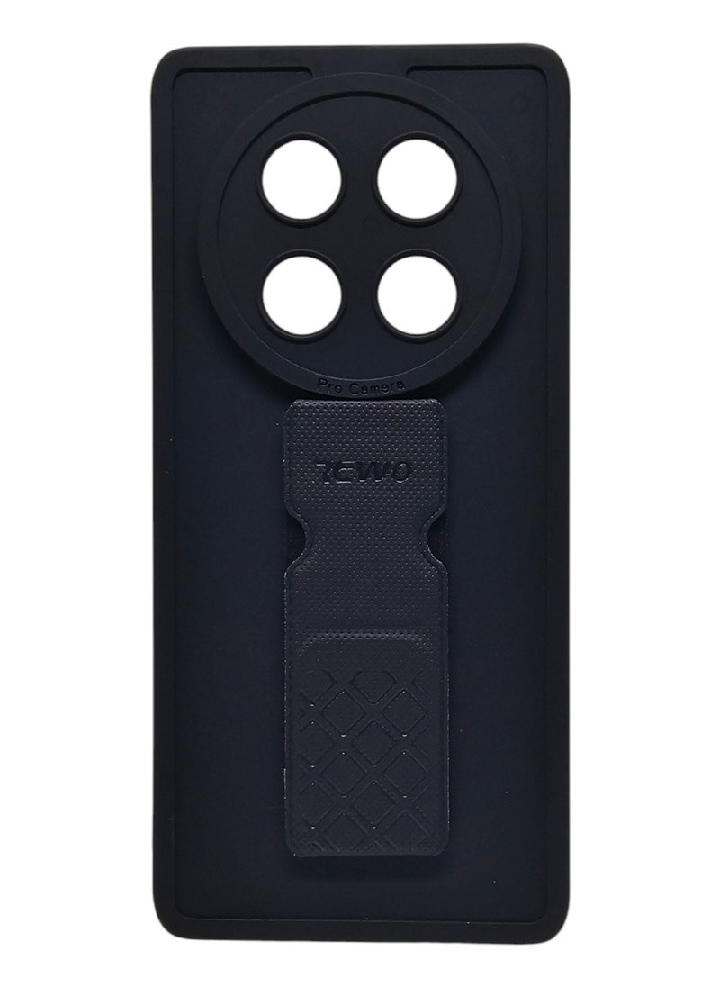 Generic Silicone Back Cover With Holder For Honor X9c 5G - Black  - Image 1