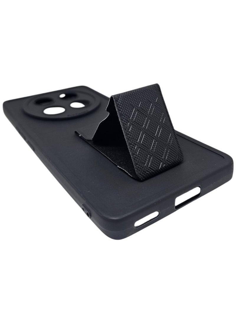 Generic Silicone Back Cover With Holder For Honor X9c 5G - Black  - Image 3