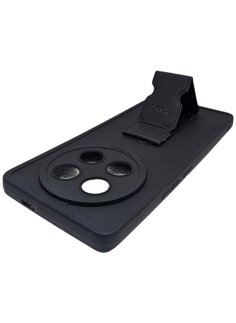 Generic Silicone Back Cover With Holder For Honor X9c 5G - Black  - Image 4