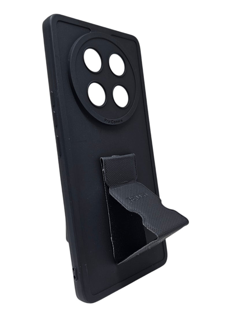 Generic Silicone Back Cover With Holder For Honor X9c 5G - Black  - Image 2
