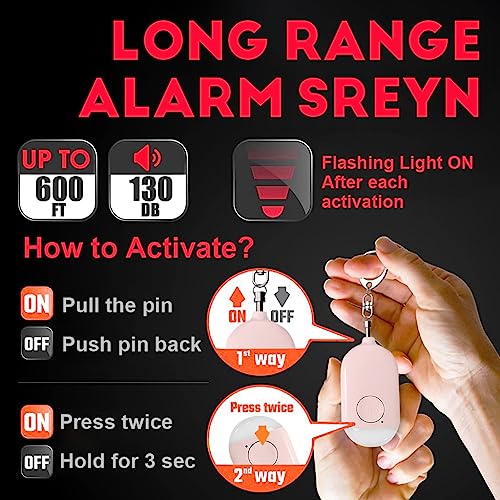 Supvox® Self Defence Gadgets Rechargeable Alarm Keychain, 130 dB Loud Emergency Personal Siren Ring with LED Light, SOS Safety Alert Device Key Chain for Women, Kids, Elderly, and Joggers (Pink) - Image 4