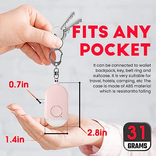 Supvox® Self Defence Gadgets Rechargeable Alarm Keychain, 130 dB Loud Emergency Personal Siren Ring with LED Light, SOS Safety Alert Device Key Chain for Women, Kids, Elderly, and Joggers (Pink) - Image 2