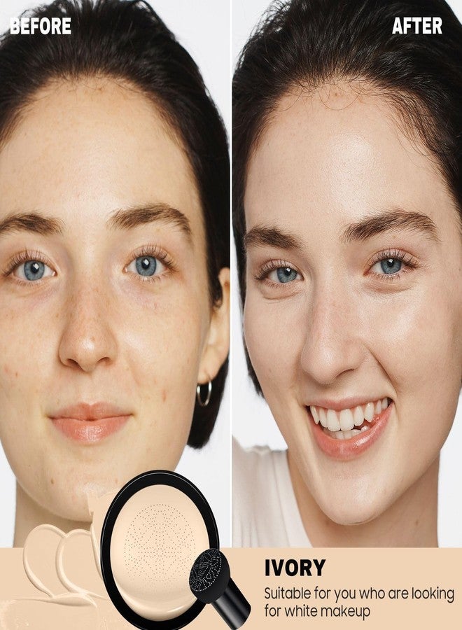 Ihrlpxkc Foundation for Older Women - Air Cushion CC Cream Foundation Makeup, BB Cream Concealer Full Coverage Moisturizing Concealer Brighten Long-lasting (Ivory) - Image 2